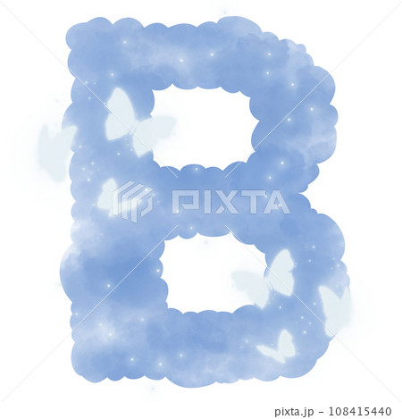 cloud blue B alphabet with butterflies 108415440