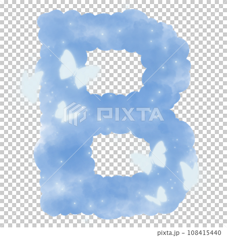 cloud blue B alphabet with butterflies cloud blue B alphabet with butterflies 108415440