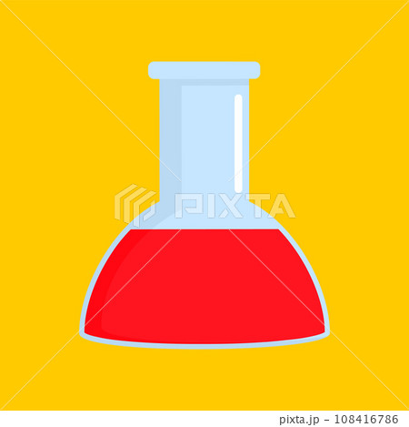 Red chemistry flask icon. Flat illustration of red chemistry flask vector icon for web design Red chemistry flask icon. Flat illustration of red chemistry flask vector icon for web design 108416786