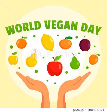 World vegan day concept background. Flat illustration of world vegan day vector concept background for web design 108416871