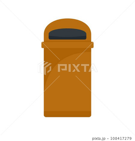 Orange trash box icon. Flat illustration of orange trash box vector icon for web design 108417279