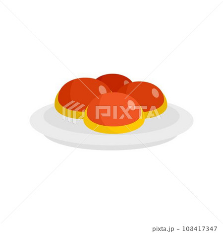 Sweet jewish bakery on plate icon. Flat illustration of sweet jewish bakery on plate vector icon for web design Sweet jewish bakery on plate icon. Flat illustration of sweet jewish bakery on plate vector icon for web design 108417347