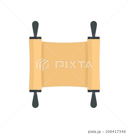 Rolled papyrus from ancient icon. Flat illustration of rolled papyrus from ancient vector icon for web design 108417348