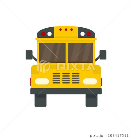 Front of old school bus icon. Flat illustration of front of old school bus vector icon for web design Front of old school bus icon. Flat illustration of front of old school bus vector icon for web design 108417511