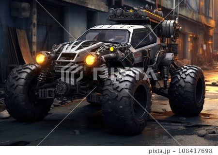 Monster car in post apocalyptic world Monster car in post apocalyptic world 108417698