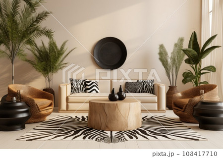 African living room interior in wild animal style 108417710