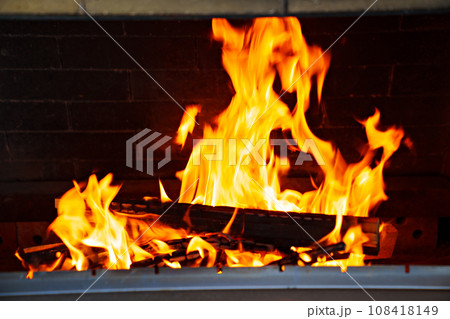 Flames of open flame in the furnace Flames of open flame in the furnace 108418149
