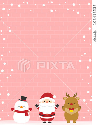 クリスマスの定番の三人組、サンタとトナカイと雪だるま 108418537