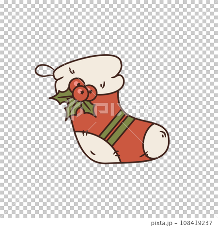 Isolated Christmas stocking with holly Isolated Christmas stocking with holly 108419237