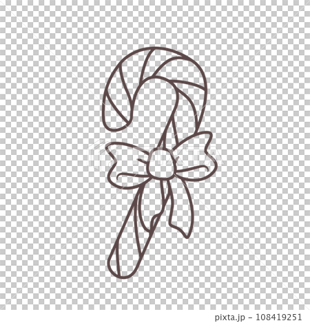 Isolated outline Christmas candy with bow Isolated outline Christmas candy with bow 108419251