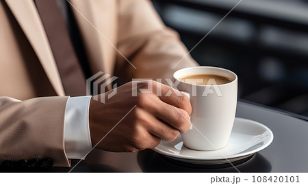 コーヒーカップを持つビジネスマン コーヒーカップを持つビジネスマン 108420101
