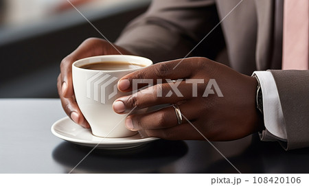 コーヒーカップを持つビジネスマン コーヒーカップを持つビジネスマン 108420106