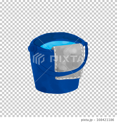 Illustration of a bucket of water and a rag 108421186