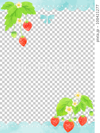 Cute hand drawn strawberry and lace frame Cute hand drawn strawberry and lace frame 108421277