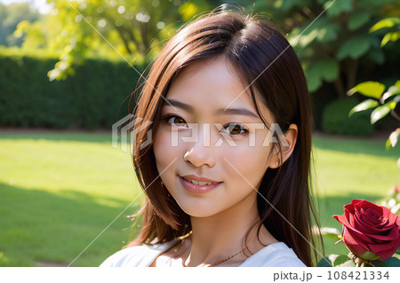 薔薇シリーズ（Ⅱ）綺麗なバラと女の子【AI生成画像】 108421334
