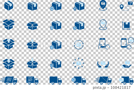 Two-color blue luggage-related silhouette icon set Two-color blue luggage-related silhouette icon set 108421817