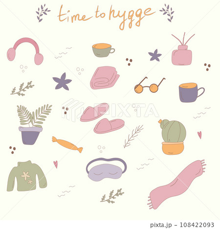 hygge time cozy elements warm safe light 108422093