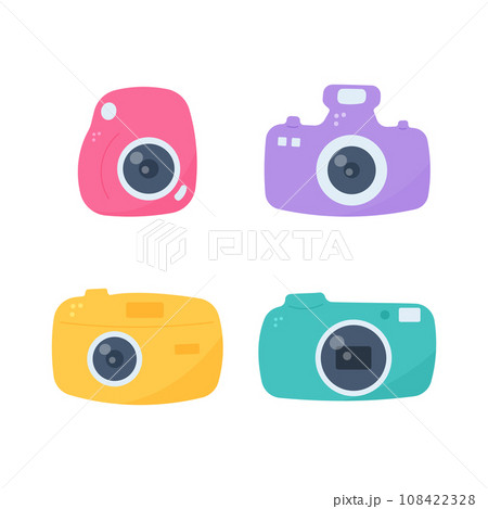 day photography cameras colored set of elementsのイラスト素材 [108422328] - PIXTA