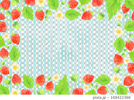Hand-drawn strawberry and striped wallpaper 108422366