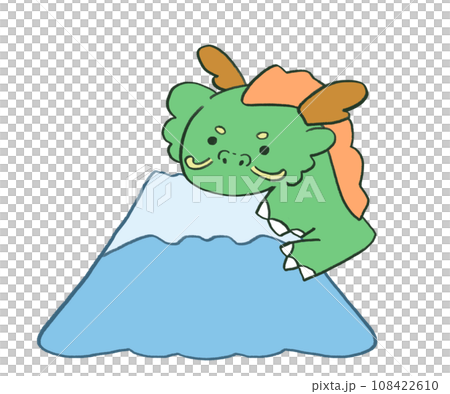鬆散的手繪龍攀登富士山 108422610