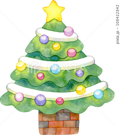 クリスマスツリーの水彩イラストのイラスト素材 [108422842] - PIXTA