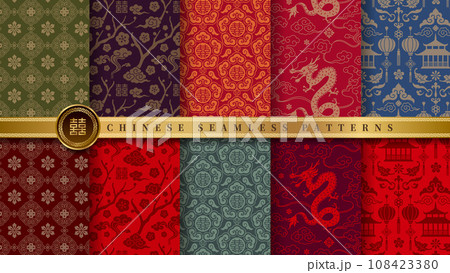 中華柄パターンセット4 108423380