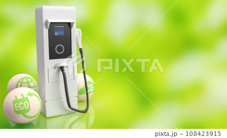 Ev station on Green Bokeh background for Technology concept 3d rendering Ev station on Green Bokeh background for Technology concept 3d rendering 108423915