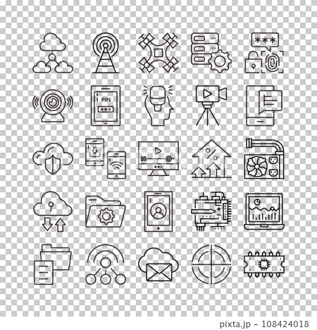 device artificial intelligence technology icon set device artificial intelligence technology icon set 108424018