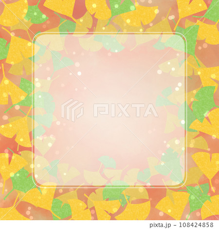 秋の紅葉のイチョウが舞うフレーム背景素材 秋の紅葉のイチョウが舞うフレーム背景素材 108424858