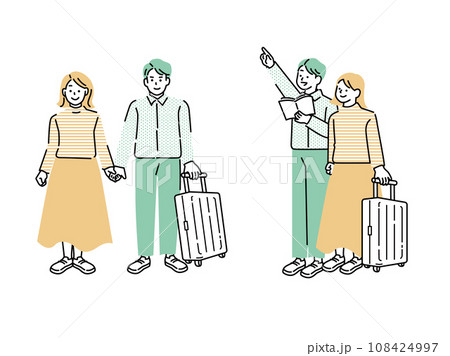 旅行、休暇のイラスト(夫婦、カップル、旅、海外、新婚旅行) 108424997