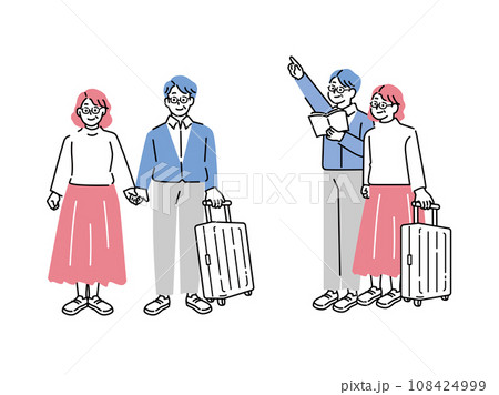 旅行、休暇のイラスト(夫婦、老後、シニア世代、カップル、旅、海外) 108424999