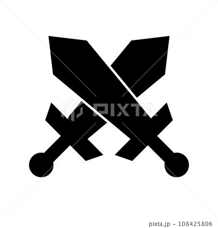 バトルのシルエットアイコン。交差する剣のシルエットアイコン。ベクター。 バトルのシルエットアイコン。交差する剣のシルエットアイコン。ベクター。 108425806