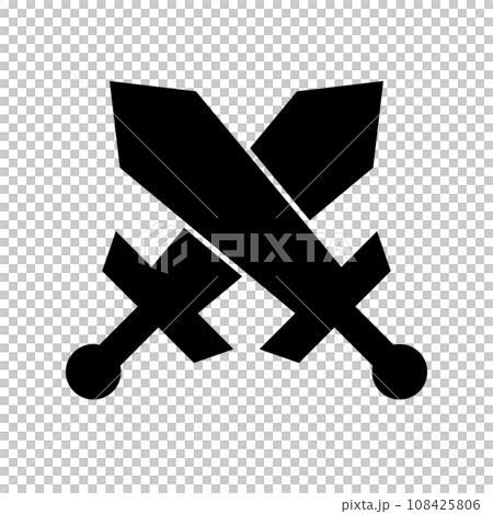 バトルのシルエットアイコン。交差する剣のシルエットアイコン。ベクター。 バトルのシルエットアイコン。交差する剣のシルエットアイコン。ベクター。 108425806