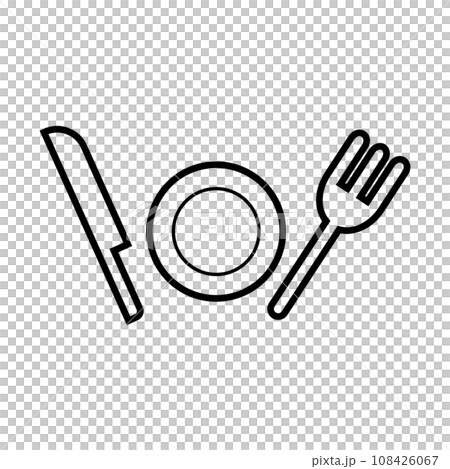 レストランのアイコン。ナイフとお皿とフォークのアイコンセット。食事のアイコン。ベクター。 レストランのアイコン。ナイフとお皿とフォークのアイコンセット。食事のアイコン。ベクター。 108426067
