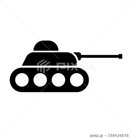 戦車のシルエットアイコン。地上戦。ベクター。 108426078