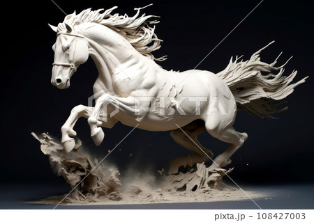 Abstract horse with complex motion and hazy color, Generative AI Abstract horse with complex motion and hazy color, Generative AI 108427003