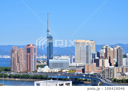 福岡市都市風景　福岡タワー　愛宕山からの展望 108428046