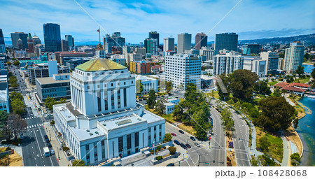 Alameda County Superior Courthouse aerial with view of Oakland city Alameda County Superior Courthouse aerial with view of Oakland city 108428068