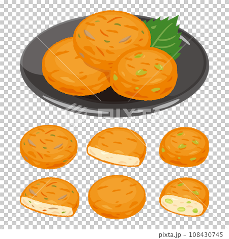 皿に盛られたさつま揚げ 108430745