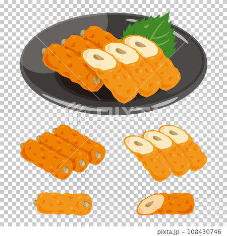 Burdock rolls on a plate Burdock rolls on a plate 108430746