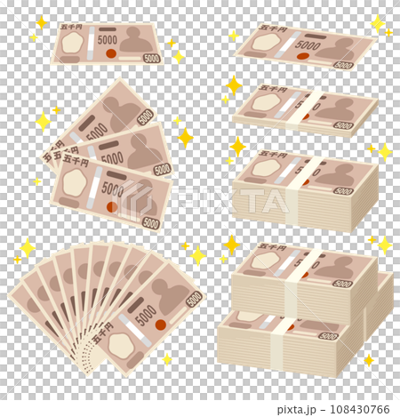 日本 5,000 日元鈔票圖像套裝 108430766