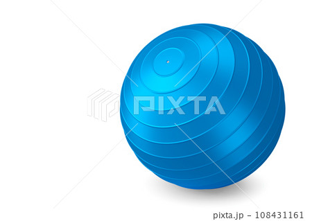Blue fitball or fitness ball for yoga exercise isolated white background 108431161