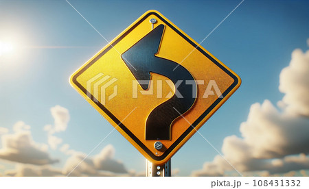 左折指示の道路標識イラスト 108431332