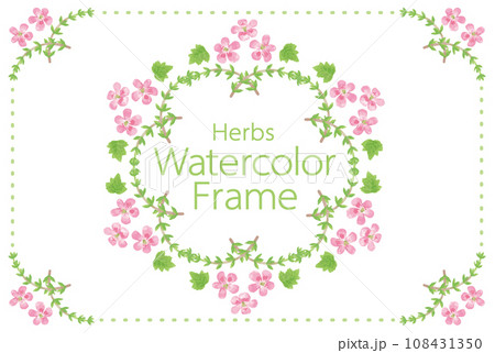 アロマに使われるハーブ・植物のイラスト・フレーム。水彩風ベクター素材 アロマに使われるハーブ・植物のイラスト・フレーム。水彩風ベクター素材 108431350