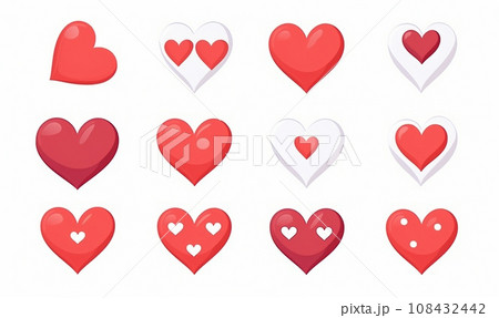 AI-generated content. Set of cartoon icons for greeting card for Valentines Day 108432442