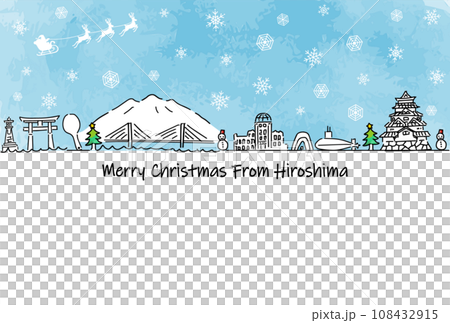 聖誕老人聖誕卡和廣島縣的觀光景點 108432915