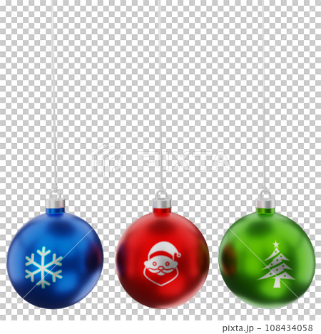 snow, santa and christmas tree icon on christmas ball 3D Render snow, santa and christmas tree icon on christmas ball 3D Render 108434058