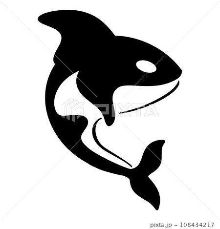 Simple black orca whale animal template logo creative design. Killer underwater animal. Logo for business, identity and branding. Simple black orca whale animal template logo creative design. Killer underwater animal. Logo for business, identity and branding. 108434217