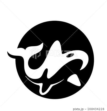 Simple black orca whale animal template logo creative design. Killer underwater animal. Logo for business, identity and branding. 108434228