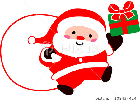 プレゼントを持って笑うクリスマスのサンタクロース 108434414